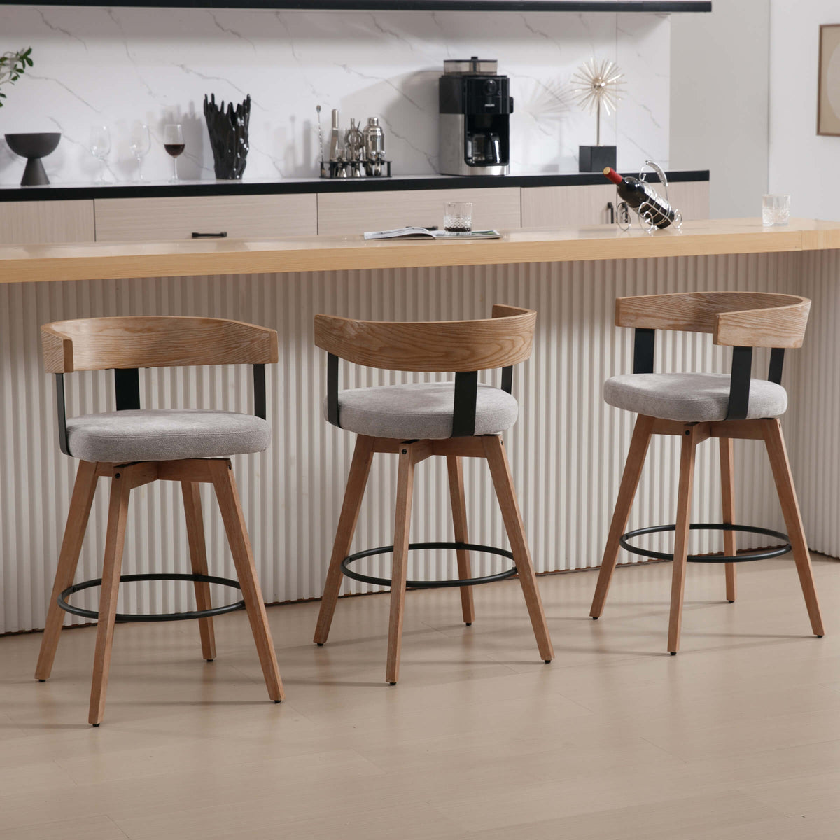Wynora™ — Add 360° Swivel Comfort & Warm Wood Style to Your Kitchen Counter