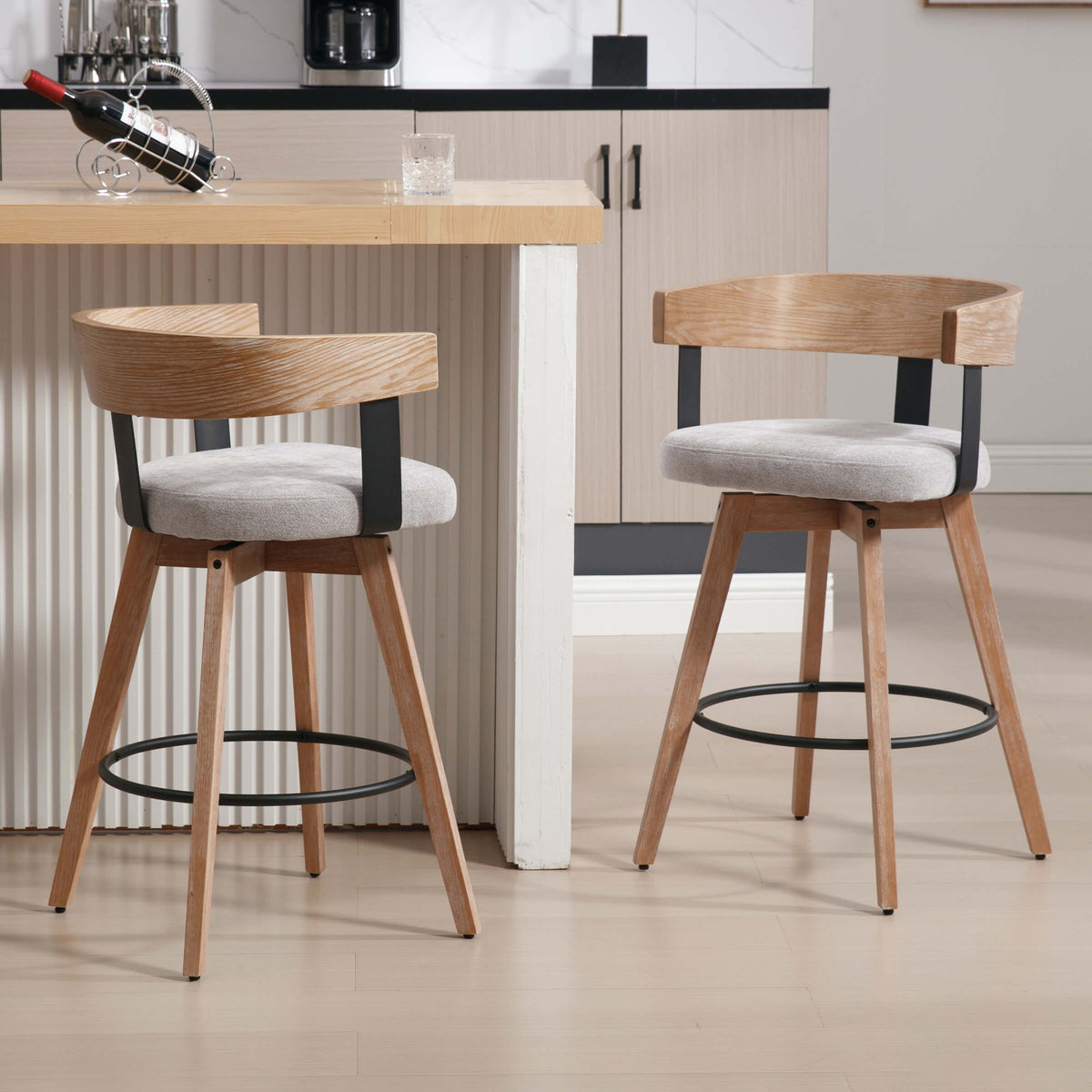 Wynora™ — Add 360° Swivel Comfort & Warm Wood Style to Your Kitchen Counter