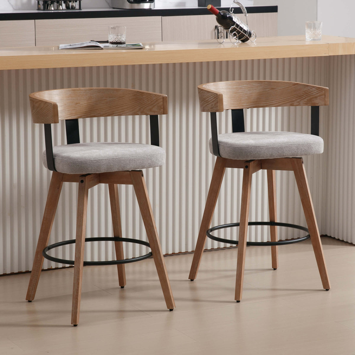 Wynora™ — Add 360° Swivel Comfort & Warm Wood Style to Your Kitchen Counter