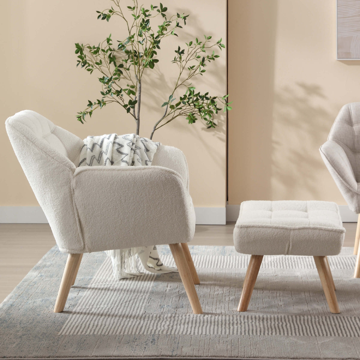 Lunessa™ — Create a Cozy Reading Corner With a Soft Sherpa Chair & Matching Ottoman