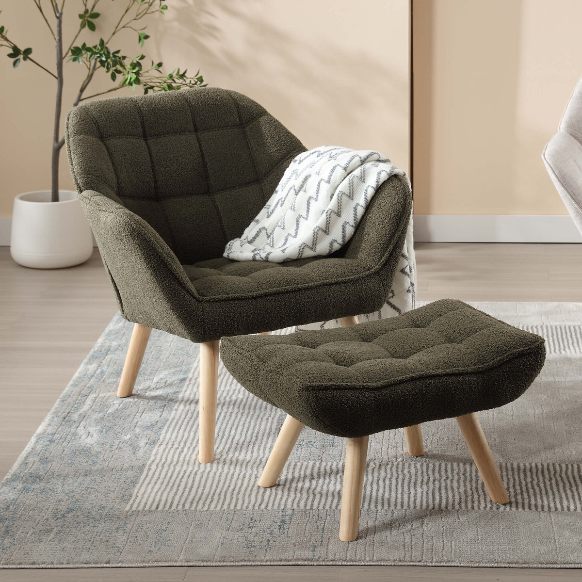 Lunessa™ — Create a Cozy Reading Corner With a Soft Sherpa Chair & Matching Ottoman