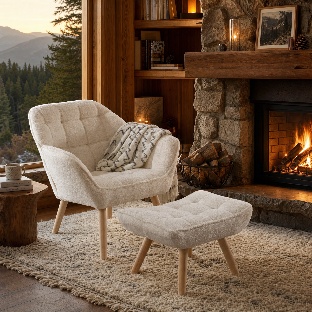 Lunessa™ — Create a Cozy Reading Corner With a Soft Sherpa Chair & Matching Ottoman